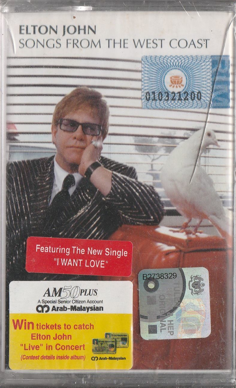 NOS) ELTON JOHN Songs From The West Coast CASSETTE – Rock At Large