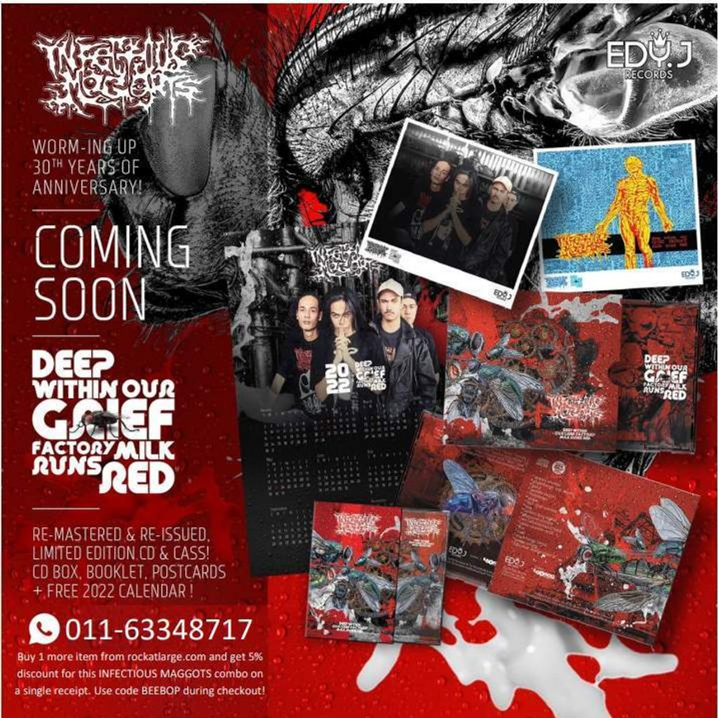 INFECTIOUS MAGGOTS Deep Within Our Grief Factory Milk Runs Red CD + cassette tape (Free 2022 Poster Calendar, Post Cards).jpg