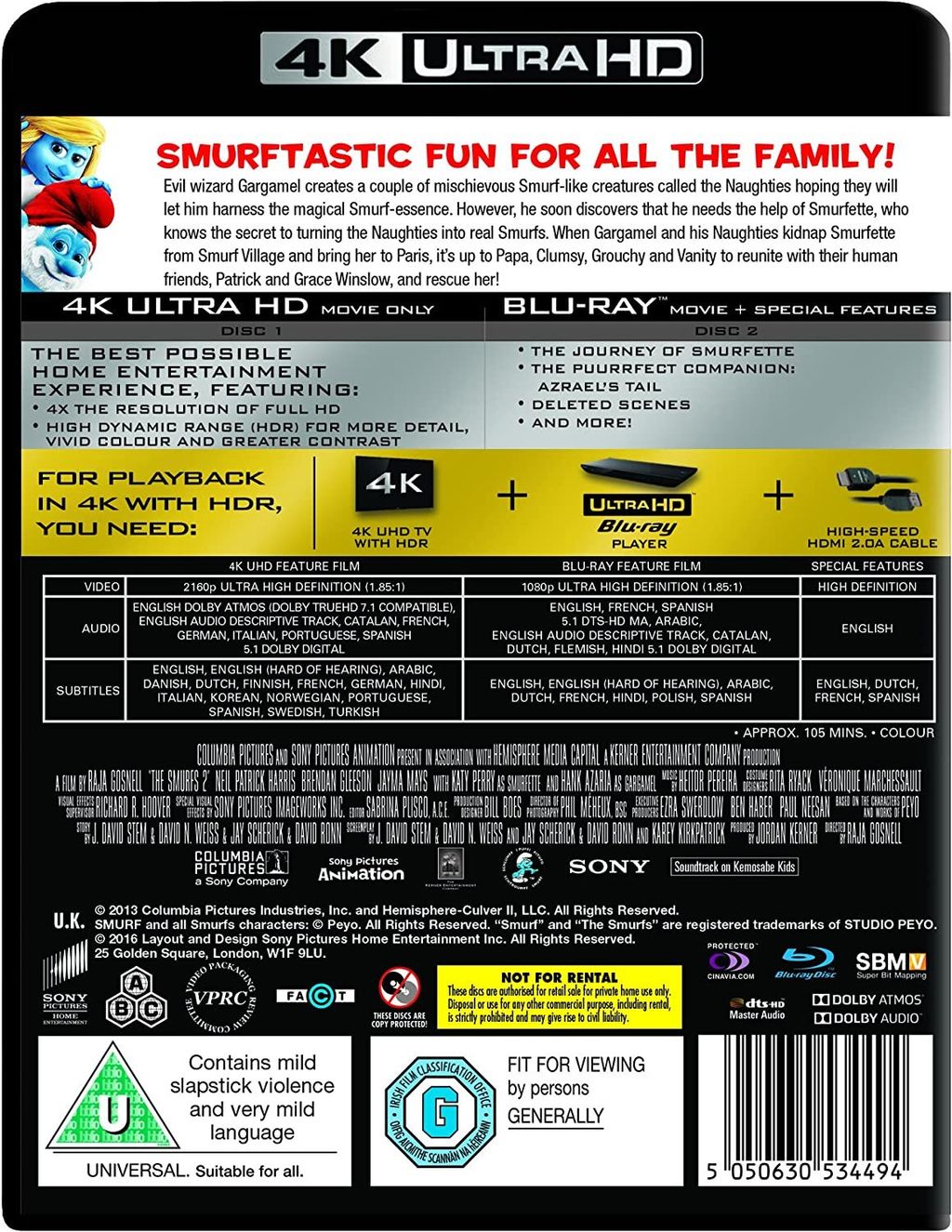THE SMURFS 2 4K Ultra-HD Blu-ray 2-DISCS2
