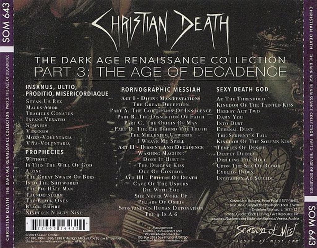 CHRISTIAN DEATH  The Dark Age Renaissance Collection Part 3 - The Age Of Decadence (FAT JEWEL CASE BOXSET) 4CD BACK