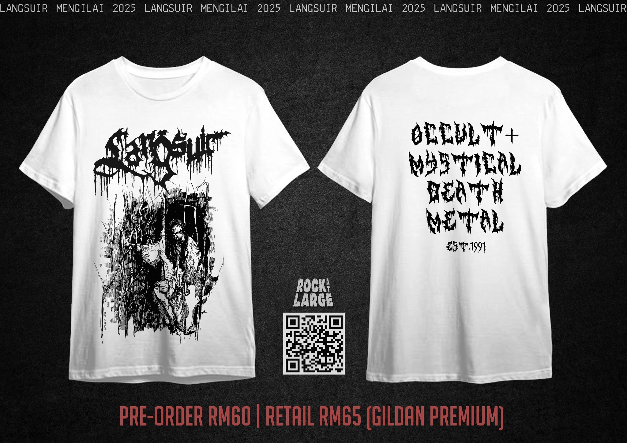 LANGSUIR Bertenggek Tshirt (White) Gildan Premium