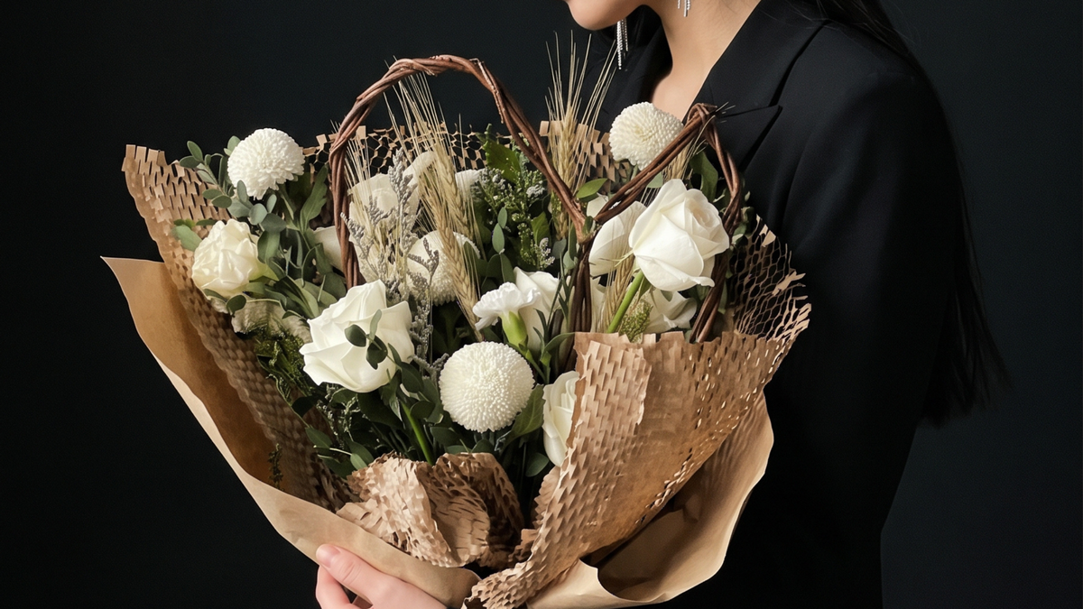 Introducing Bumi: The Artisan White Flower Bouquet with Rustic Textures