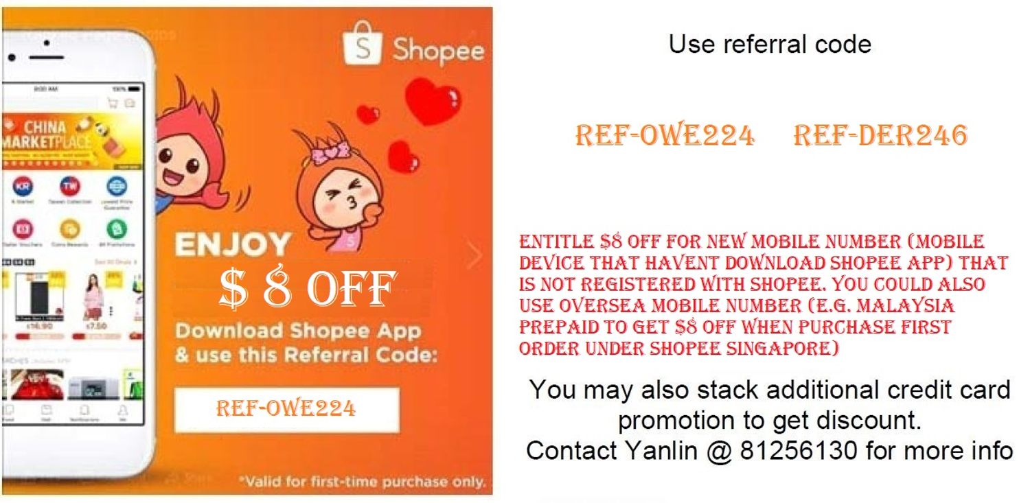 Shopee $8 off discount for new mobile number registration