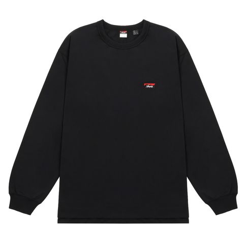 ECO HYBRID BOX LOGO EMBROIDERY LS TEE_BLK