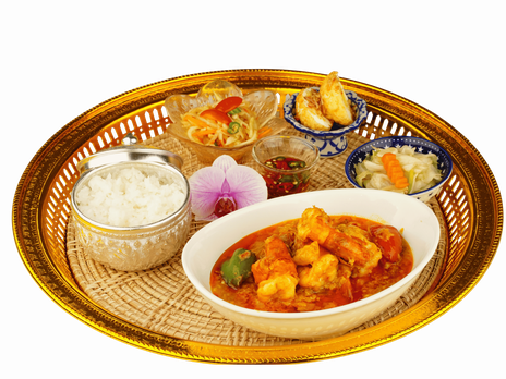 小食泰滑蛋咖哩大蝦餐盤