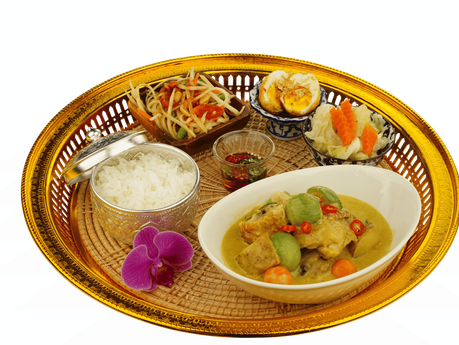 小食泰椰香綠咖哩雞腿餐盤