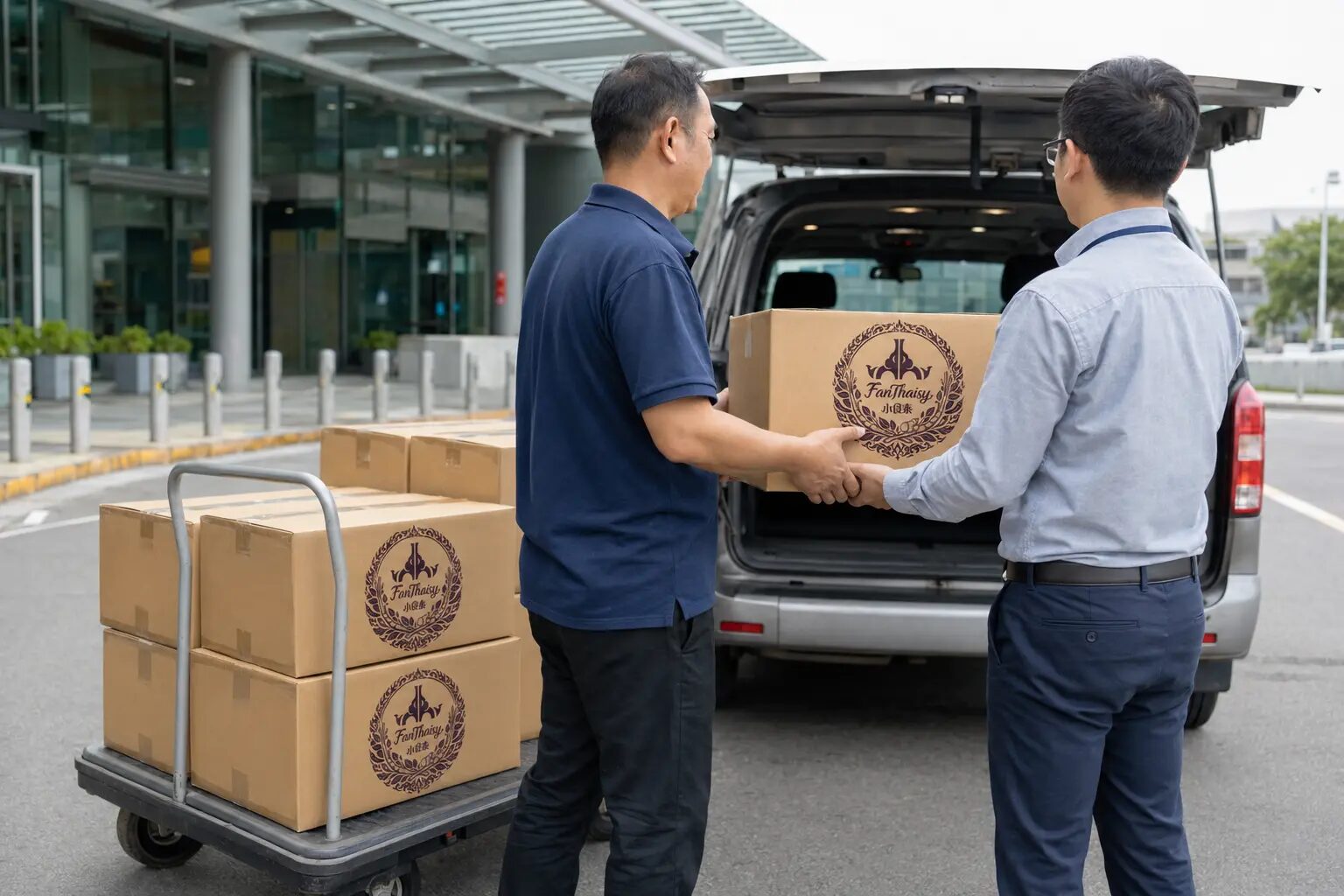 小食泰松山區企業便當汽車配送與一樓交餐情境