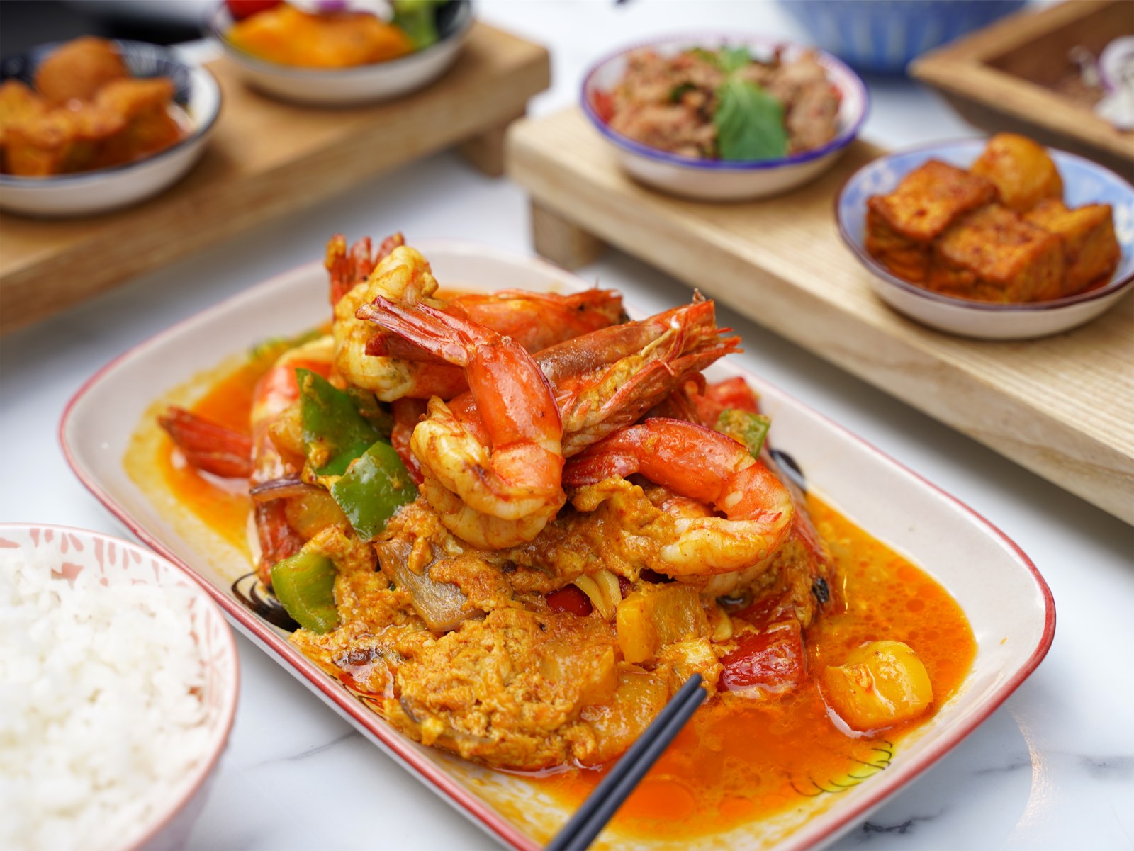 小食泰滑蛋咖哩大蝦餐點圖片