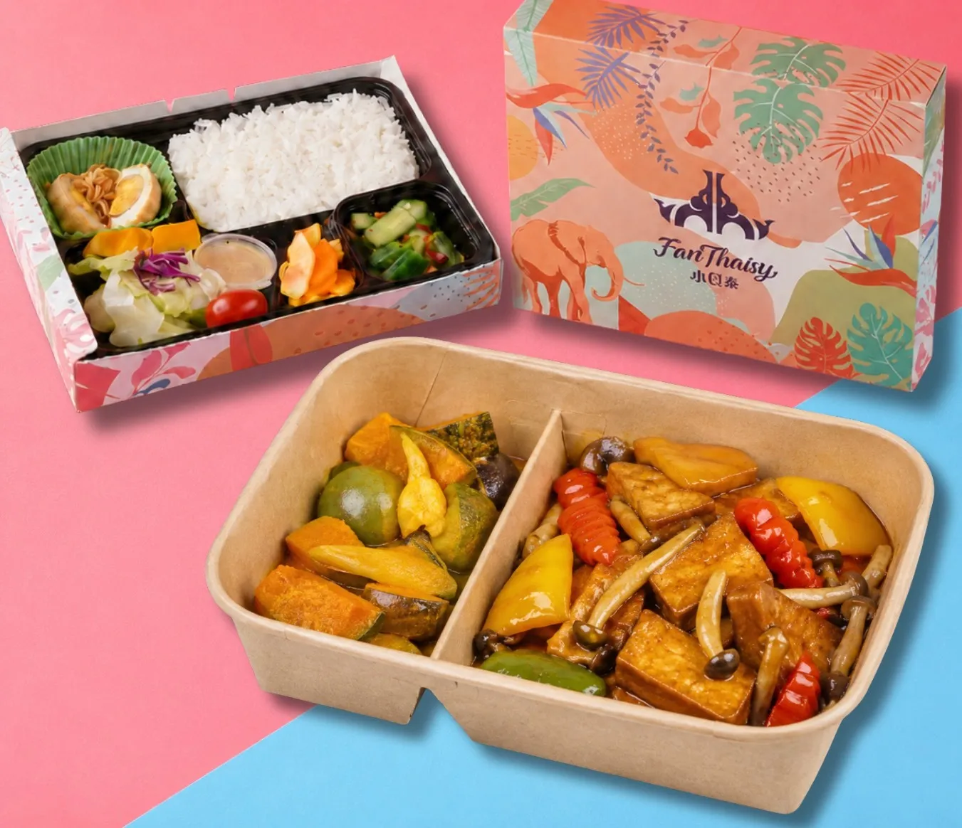 雙主餐：素蠔油豆腐＋薑黃咖哩蔬菜｜蛋素會議便當