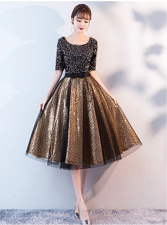 Alis Sequin Mini Dress Black Gold – BACCIO by Altamirano