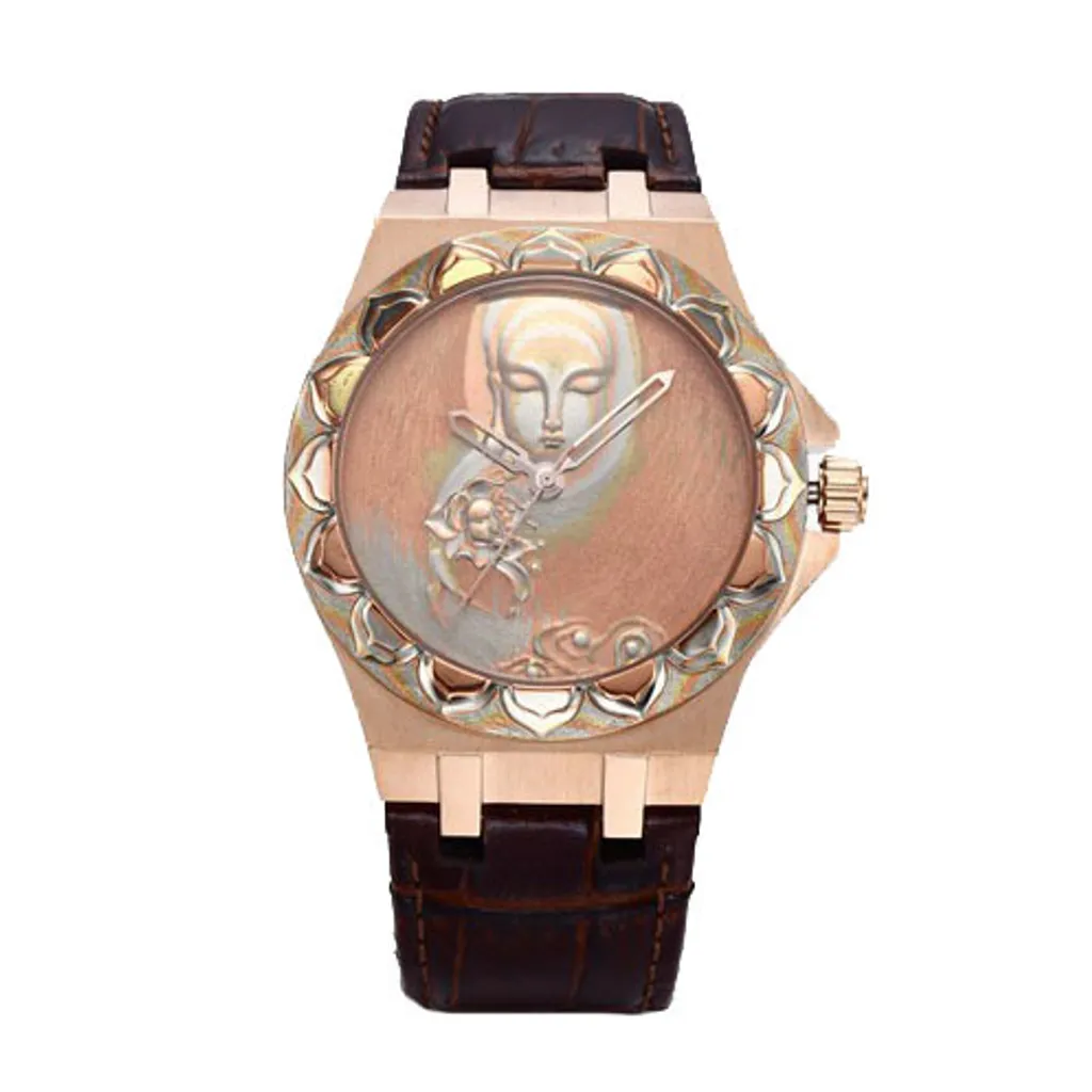 木目金日系手錶 心靜無念觀世音 盛凡佛教文物 三希典藏茶花香禮