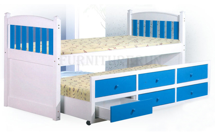 Atn205 Children Wooden Single Bed With Trundle And Drawers Rym