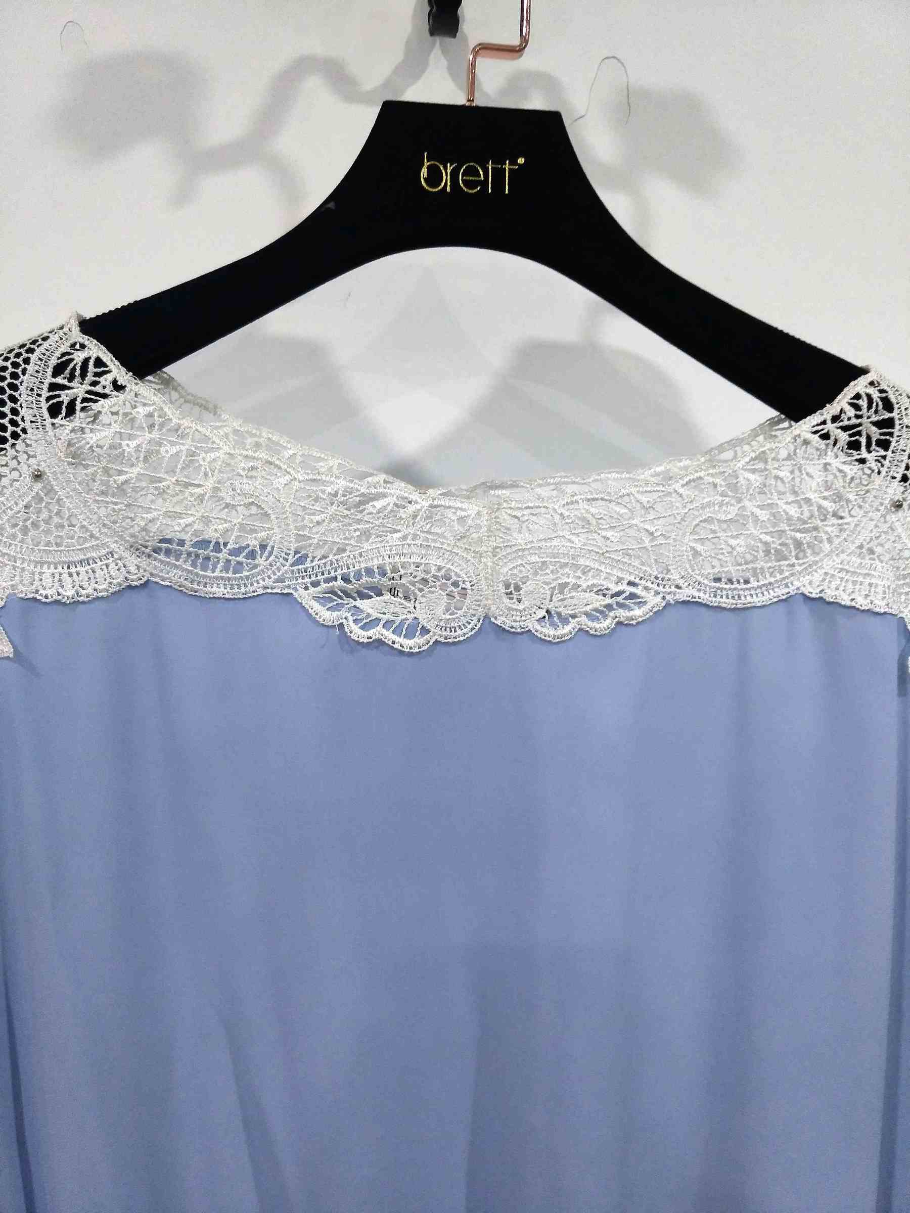 Latest lace blouse designs blue white tops with elastic hem blouse for ruffle blouse (7).jpg
