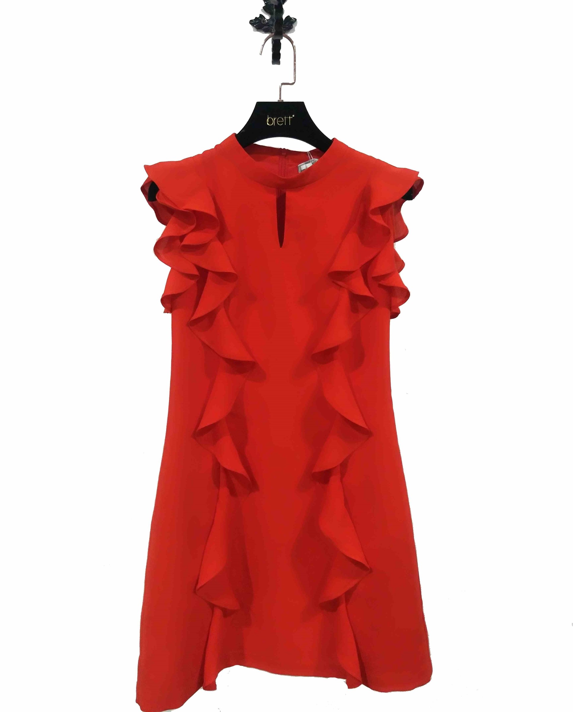 Red dress ladies with ruffle dress women latest style for fashionable women normal dress (5).jpg