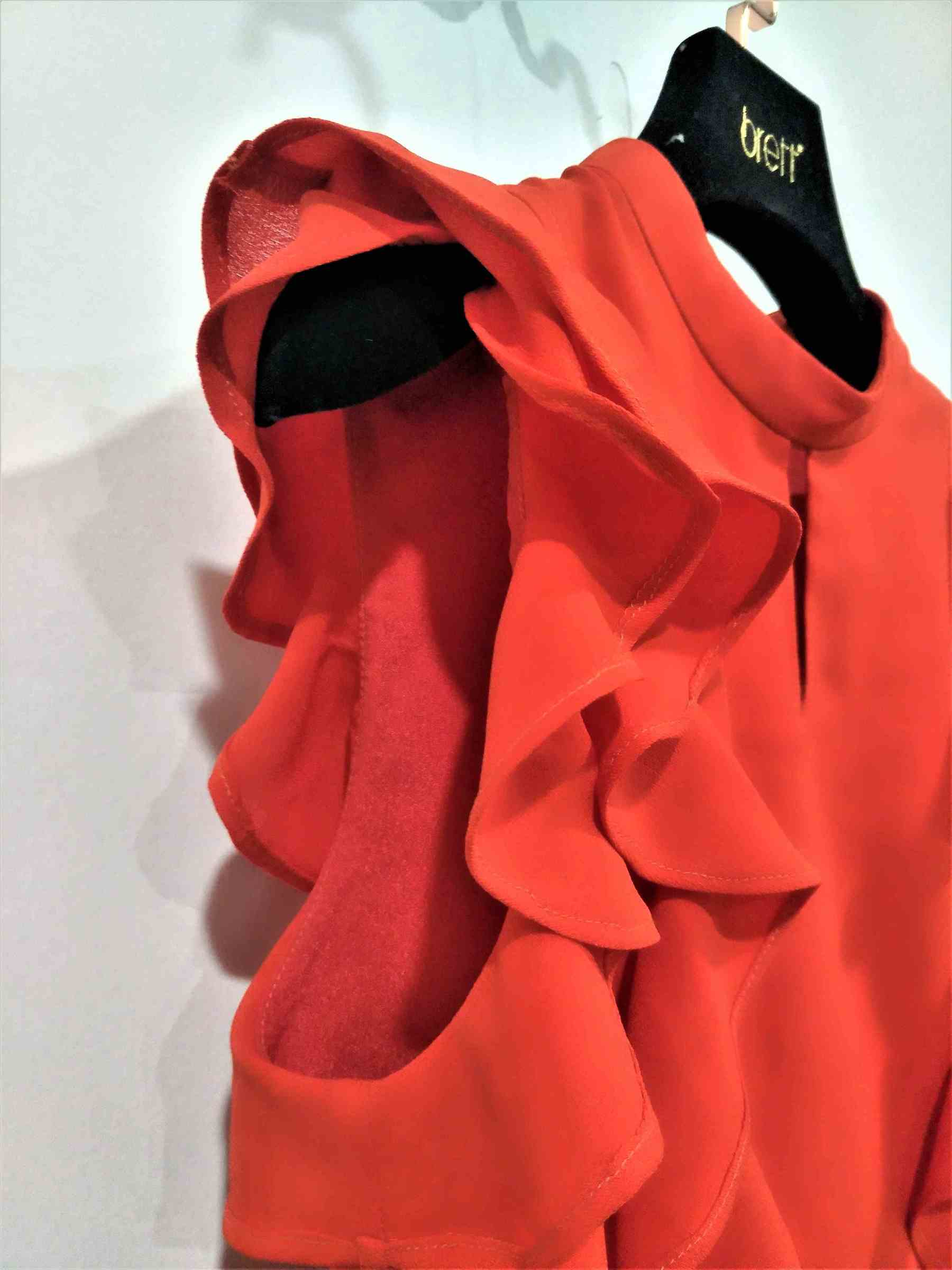 Red dress ladies with ruffle dress women latest style for fashionable women normal dress (5).jpg