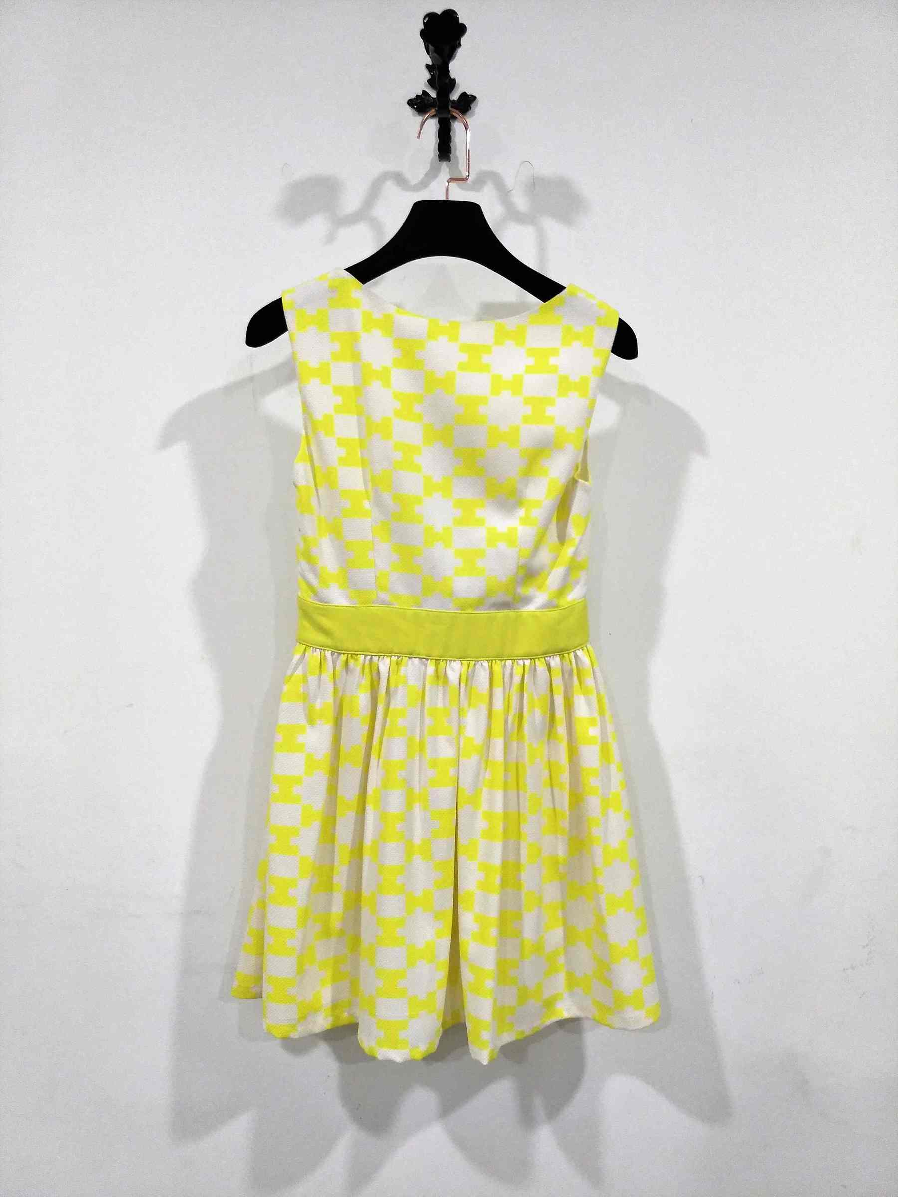 Yellow Jacquard dress design summer spring woman with Ruffle dress ladies for Yellow pleat dress mature clothing (8).jpg