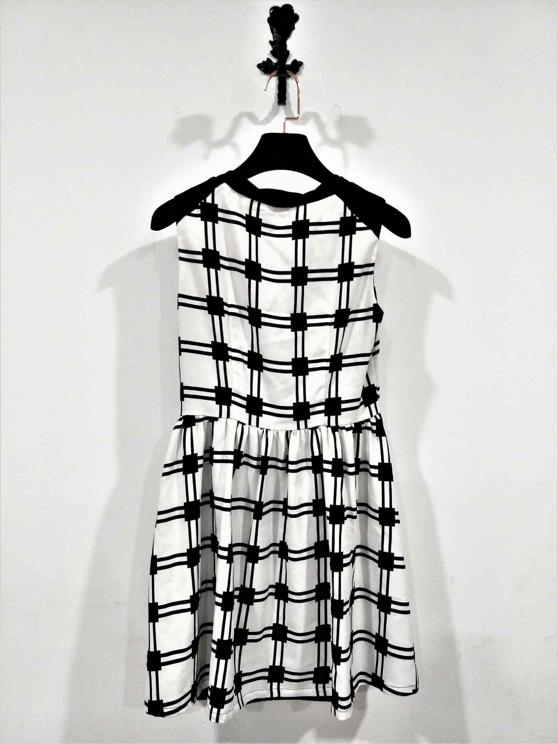 Cowl neck dress black white plaid check with fashionable dress for chinese clothes brands (8).jpg