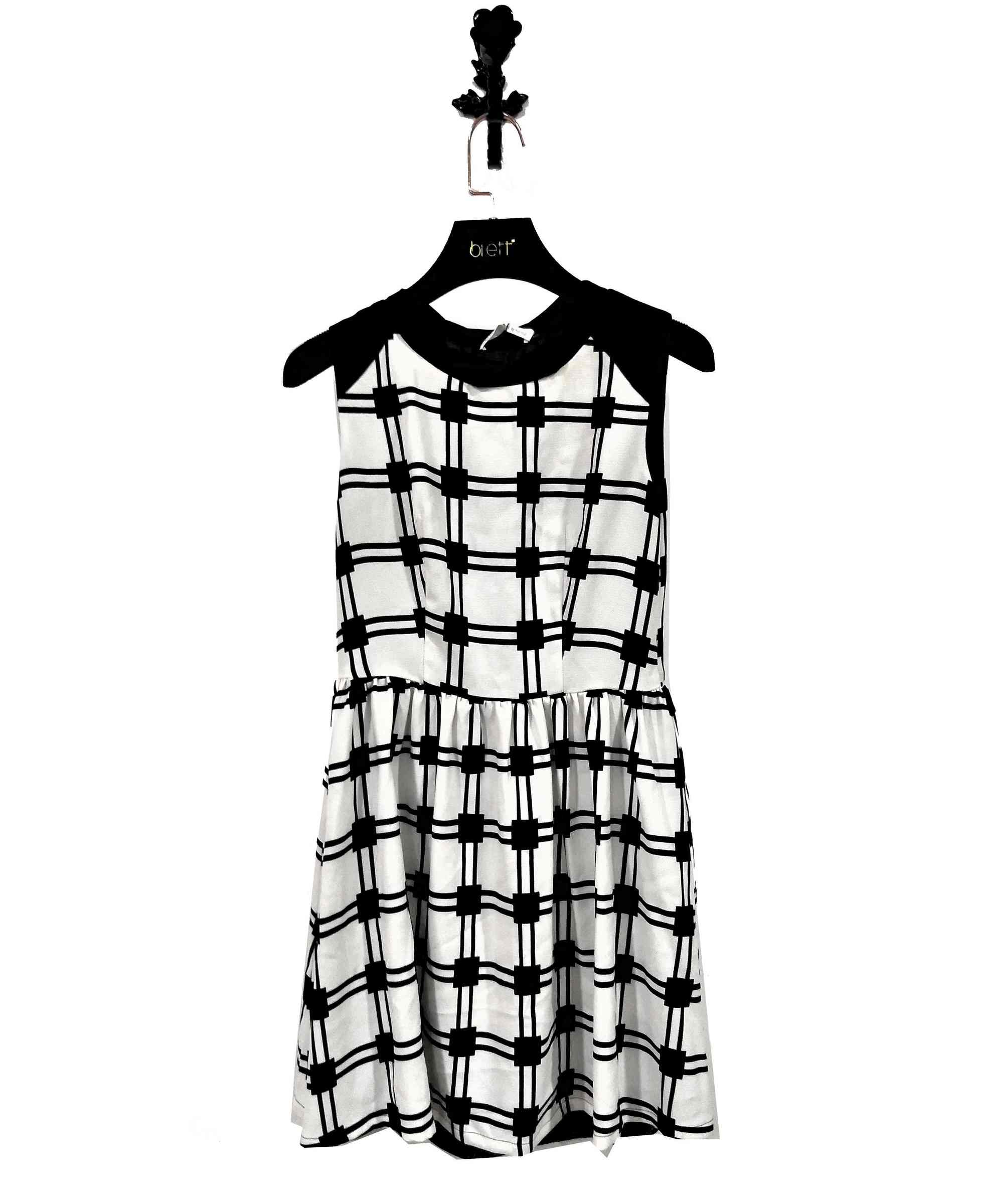 Cowl neck dress black white plaid check with fashionable dress for chinese clothes brands (8).jpg
