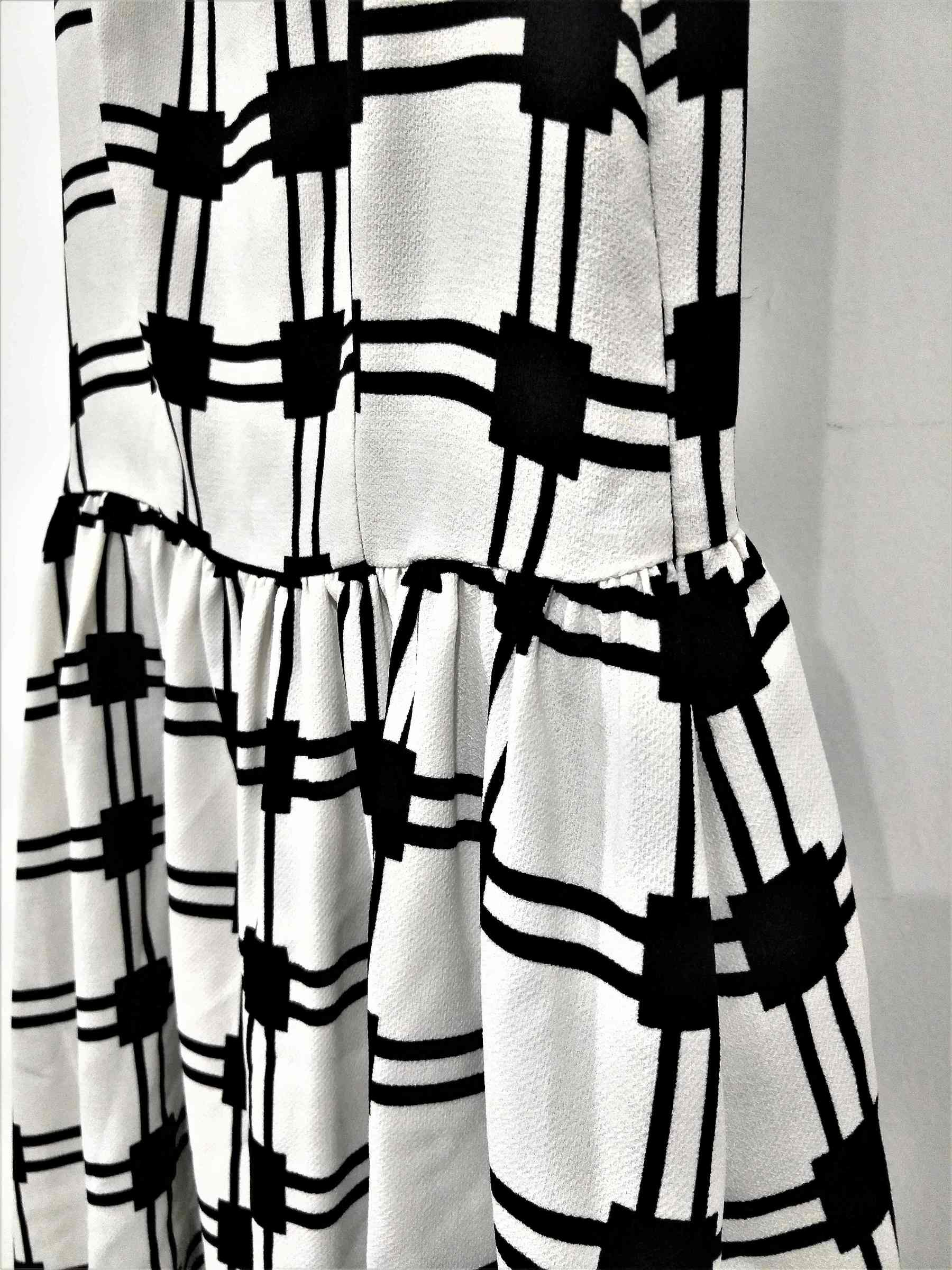 Cowl neck dress black white plaid check with fashionable dress for chinese clothes brands (8).jpg