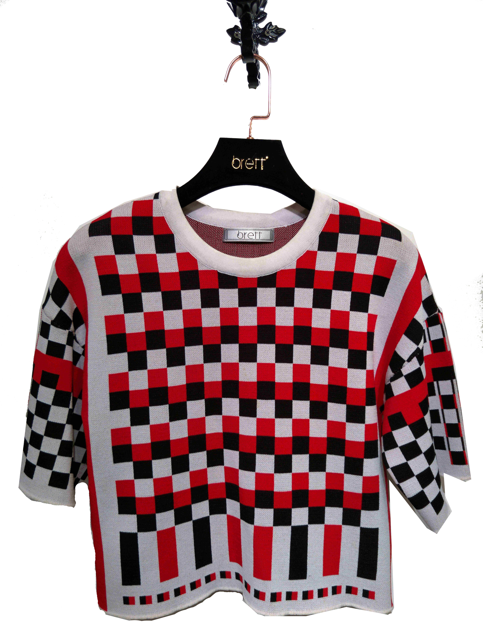2017AW Three Color Contrast Blocks Plaid and Breathable Knitted Shirt for Woman (Copy).jpg