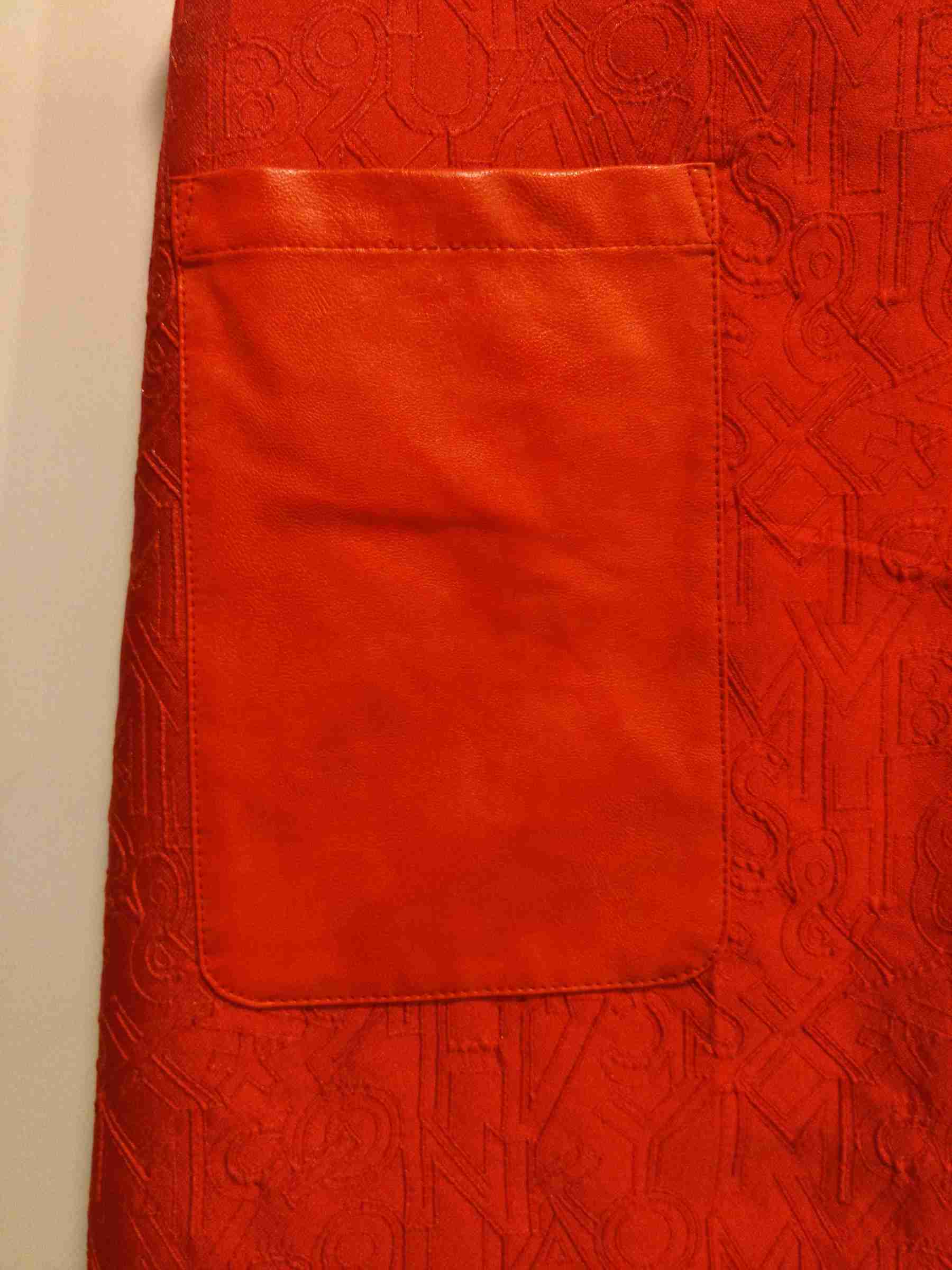 2017AW Chic Orange Red Jacquard A Line Round Neck Sleeveless Casual Dress with LeatherEdge.jpg
