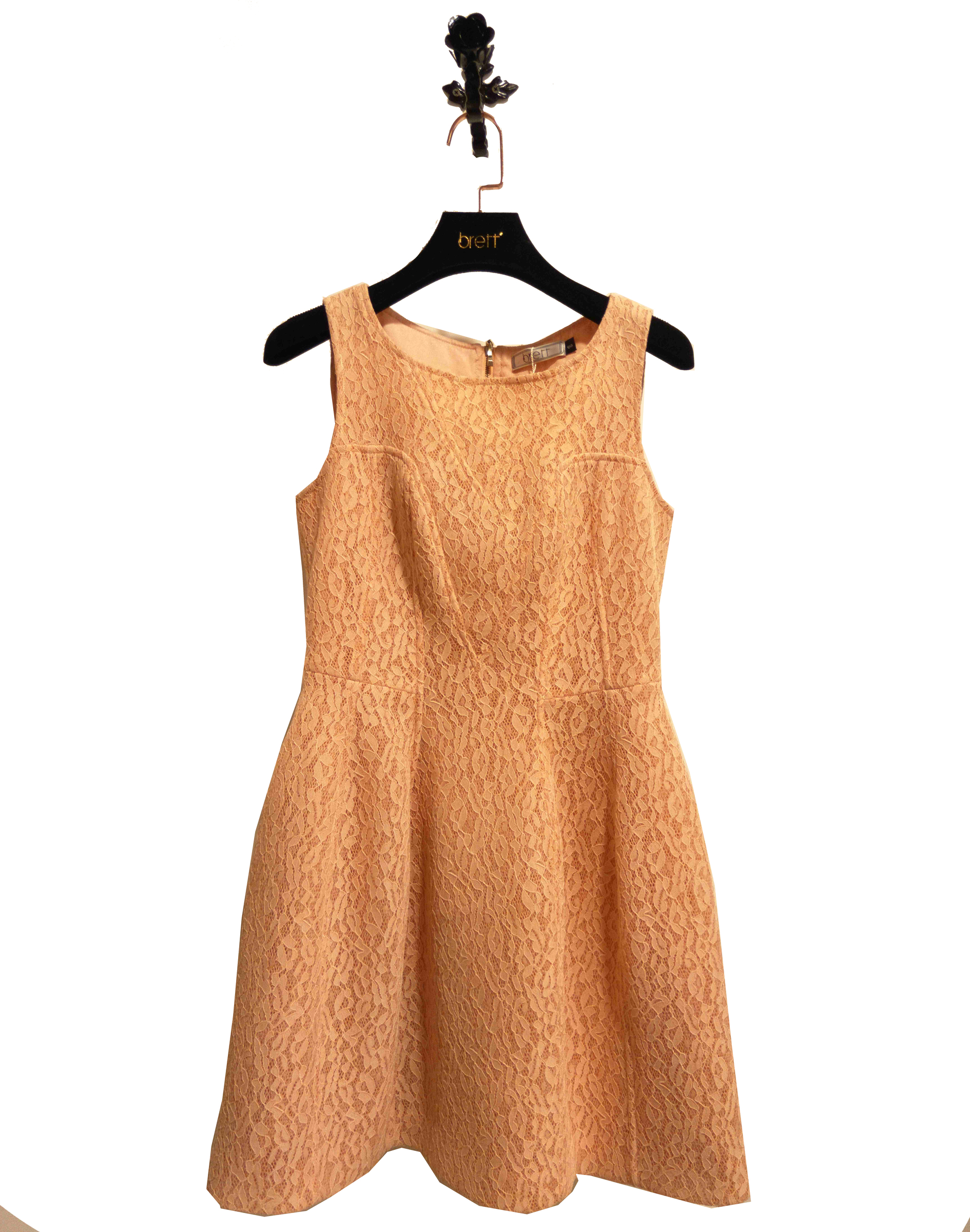 Elegant Sweet Muted Pink Floral Jacquard  U-Neck Sleeveless Cocktail Dress.jpg