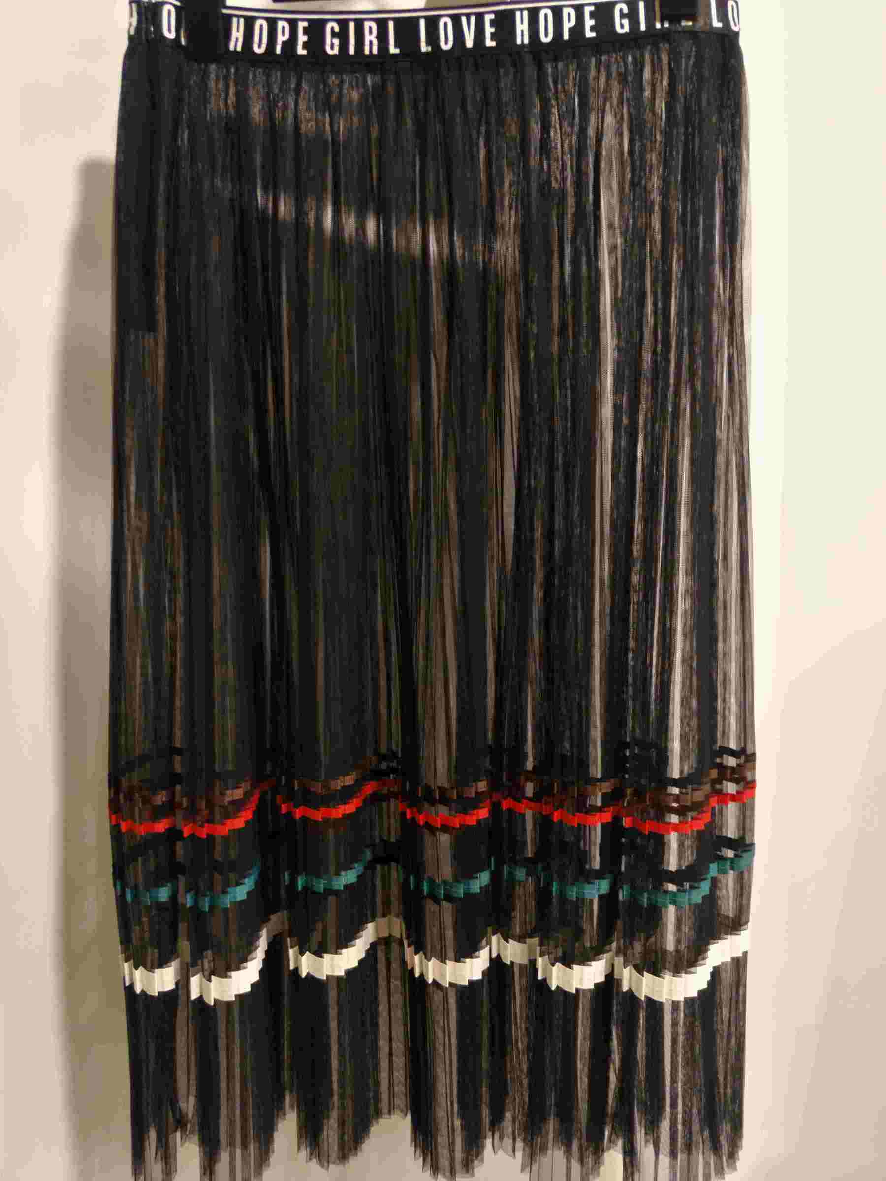 2017 Half Pleated Skirts Fashion Design Black Mesh Skirt Elegant Latest Fashion Designer Ladies Skirt.jpg