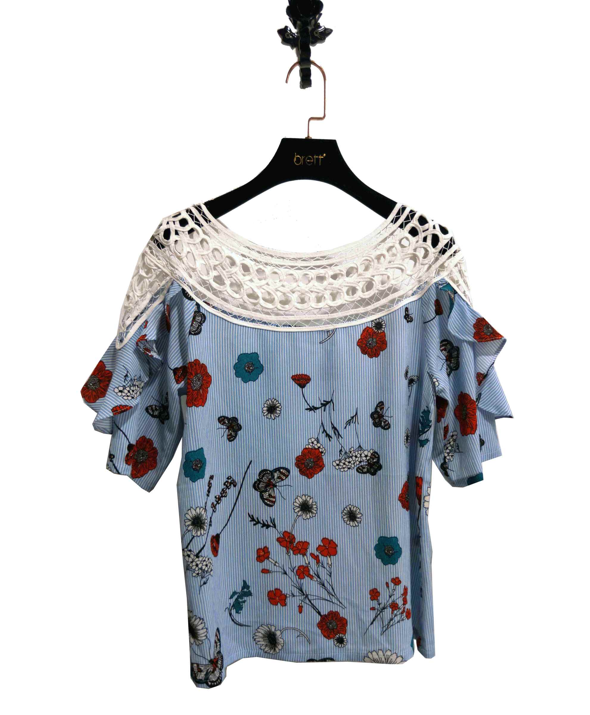 2018 Spring Embroidery Ladies Top  with Laced Neck and Frill Casual Tops for Woman (Copy).jpg