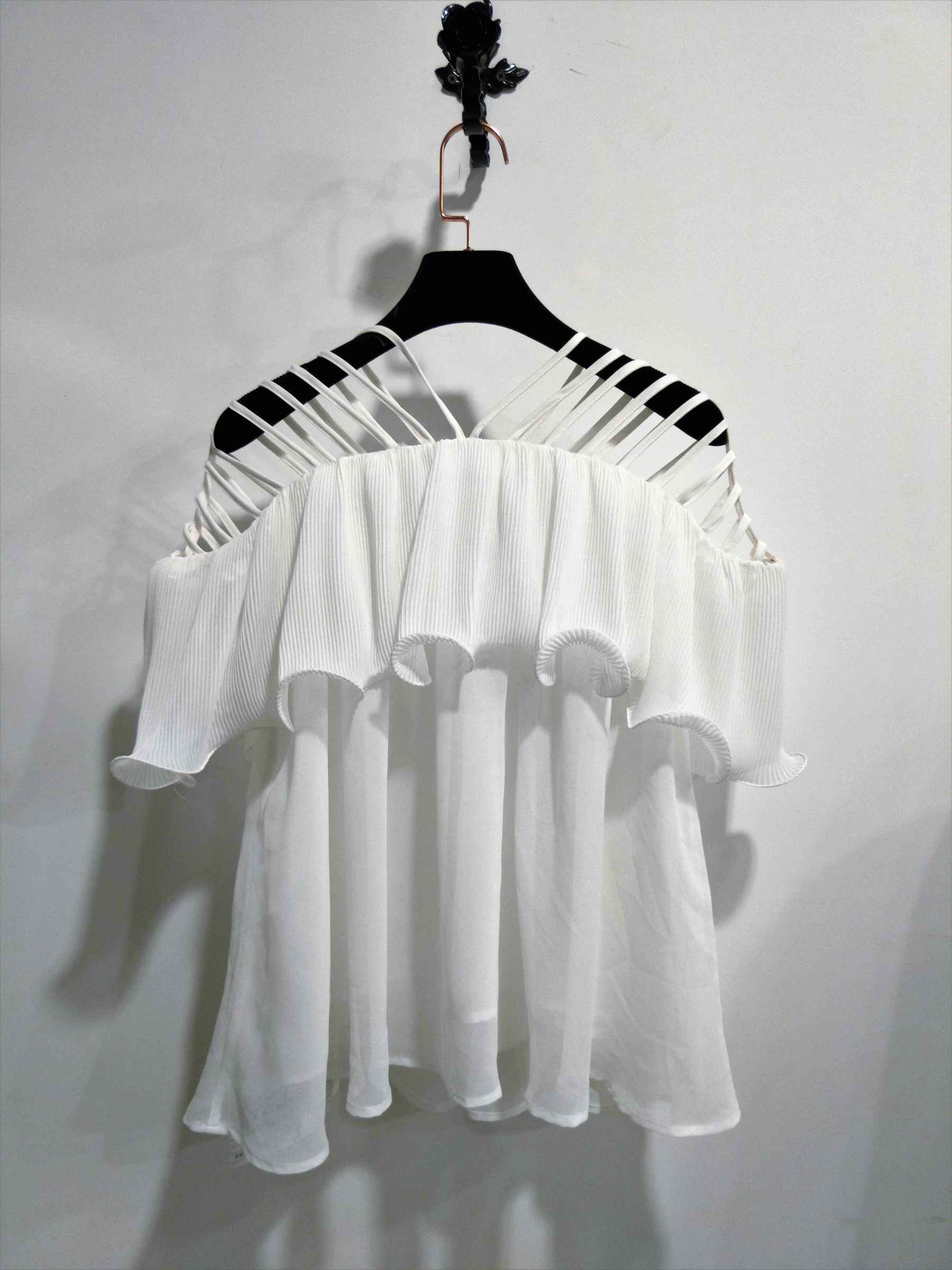 Latest Chiffon Top for Woman Ladies Casual White Frill Georgette Chiffon Top with Ladies Pleated Chiffon 2018 Spring Style (8) (Copy).jpg