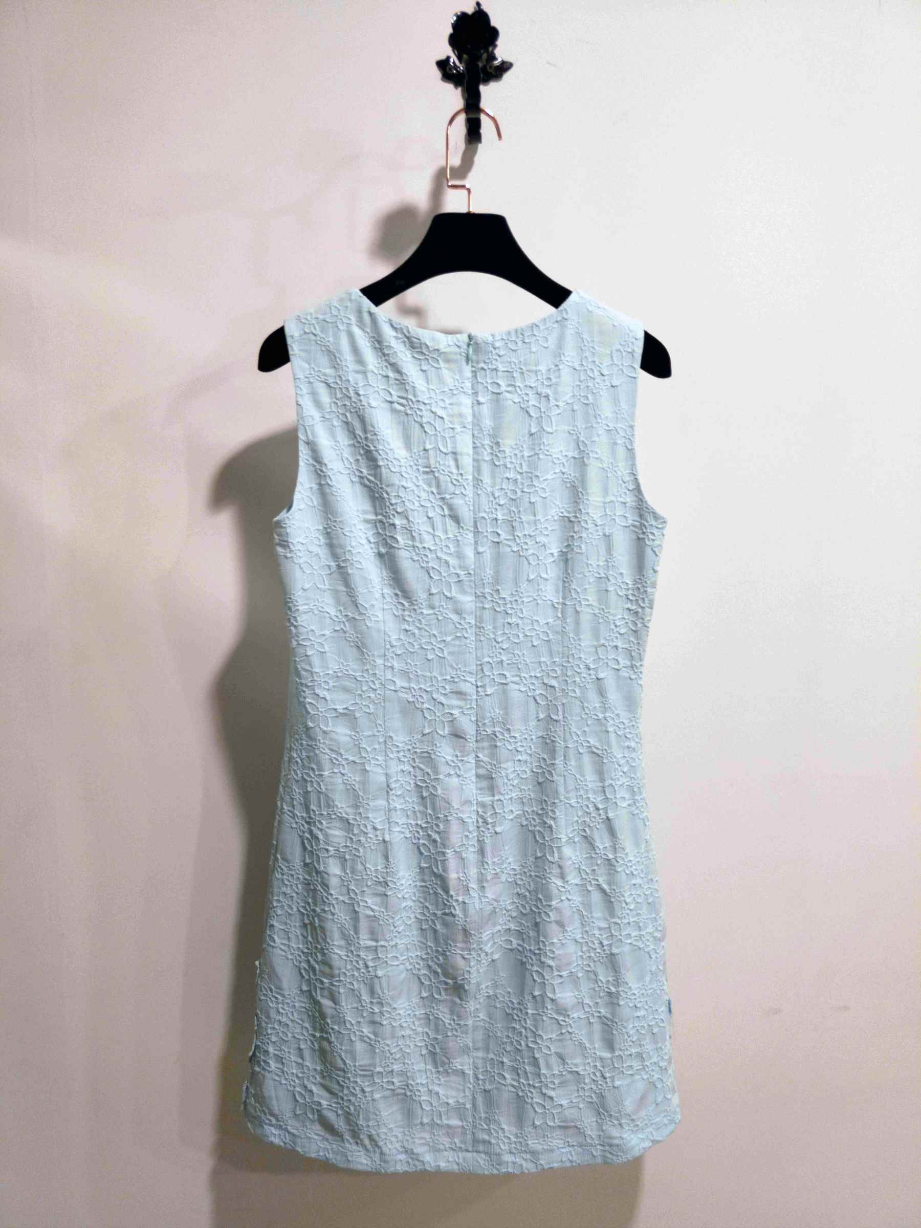 Woman Daily Casual Dress with Latest Nice Design Blue Jacquard Embroidered for Sleeveless Beautiful Ladies Casual Dress (Copy).jpg