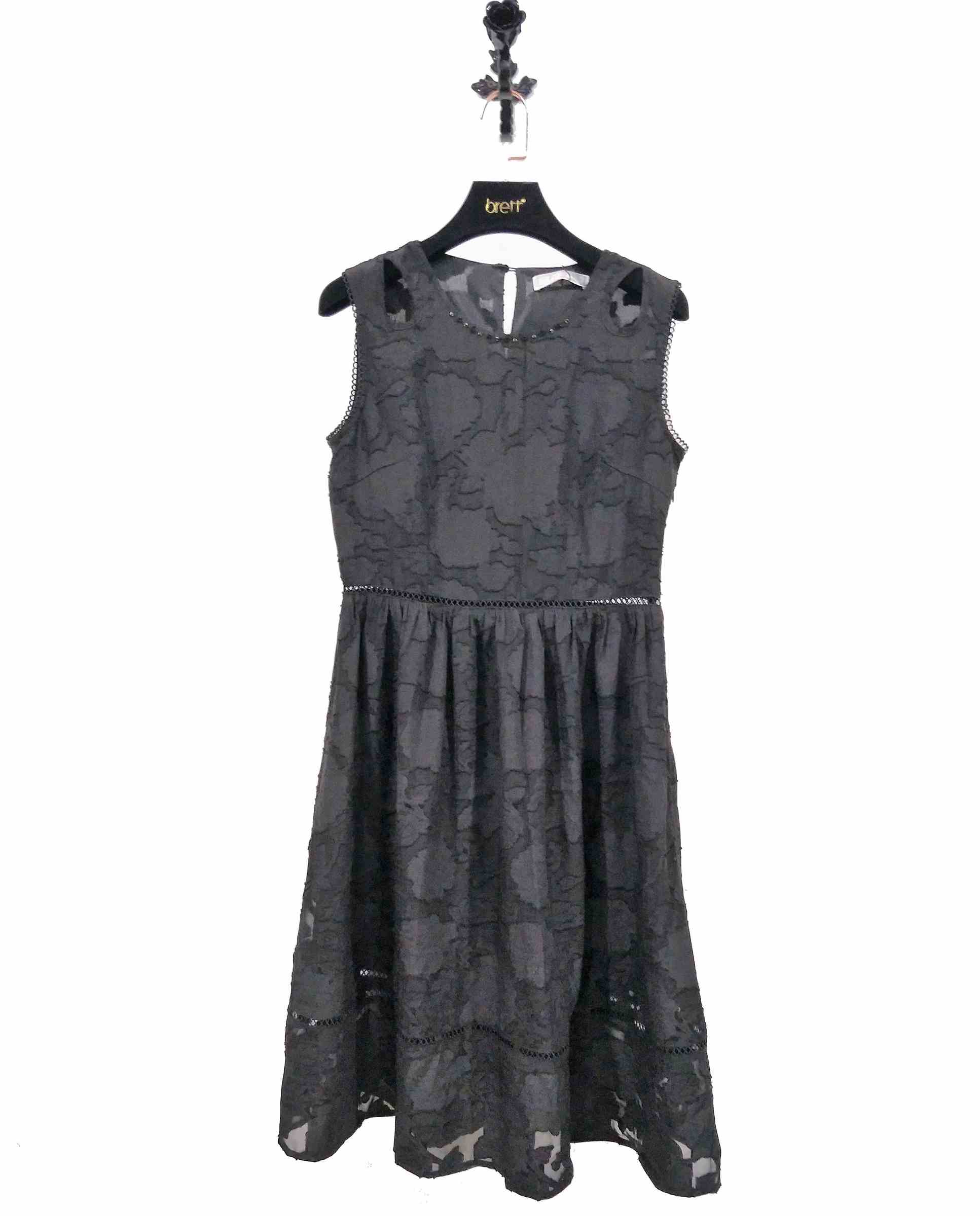 E63250LD-黑色蕾絲拼接半透明雪紡無肩連衣裙-女裝代工 (1).jpg