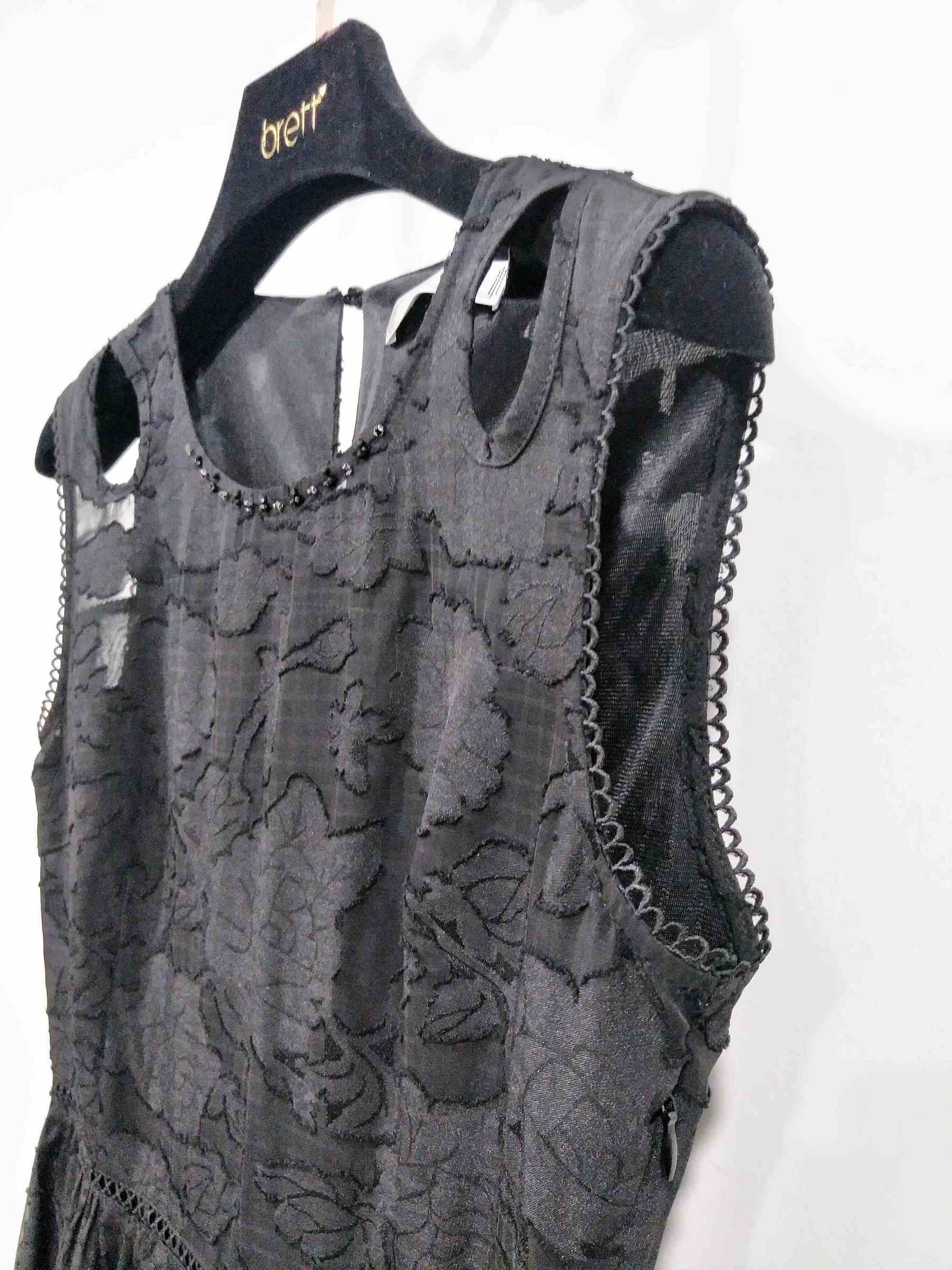 E63250LD-黑色蕾絲拼接半透明雪紡無肩連衣裙-女裝代工 (3).jpg