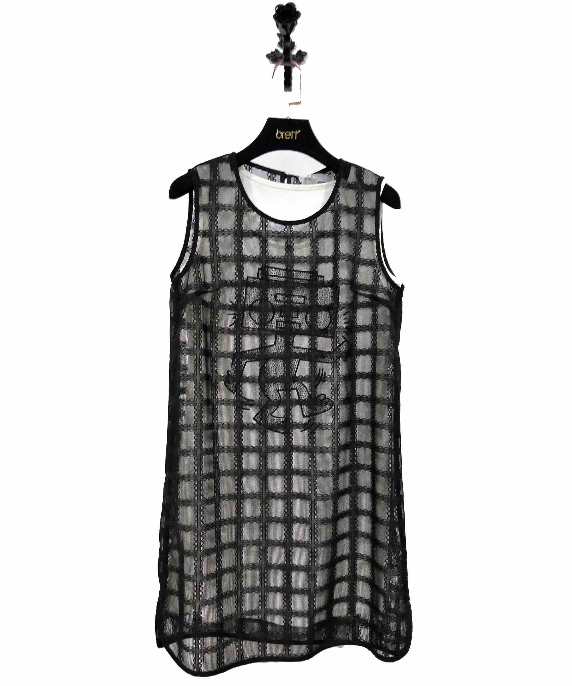 E63274LD-黑色彈力網格兩件式燙鑽連衣裙-服裝代工 (1).jpg