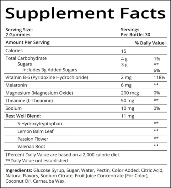 SugarBear Sleep Supplement Facts