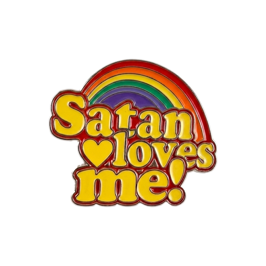 Satan loves me! metal pin (1)