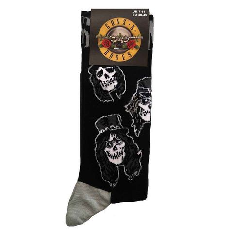 Guns N' Roses-Skulls Band Monochrome Socks 3
