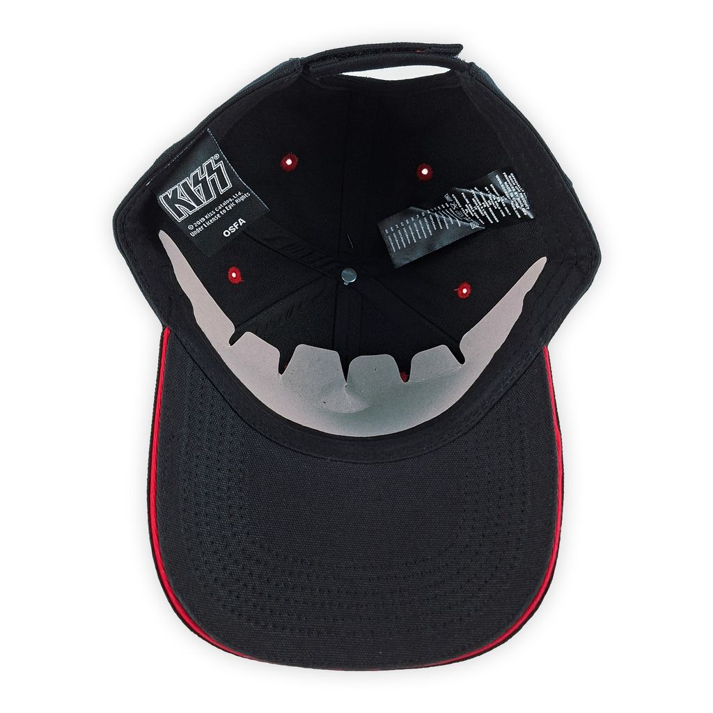 Kiss-Red On White Logo Puff Embroidered Baseball Cap (4)