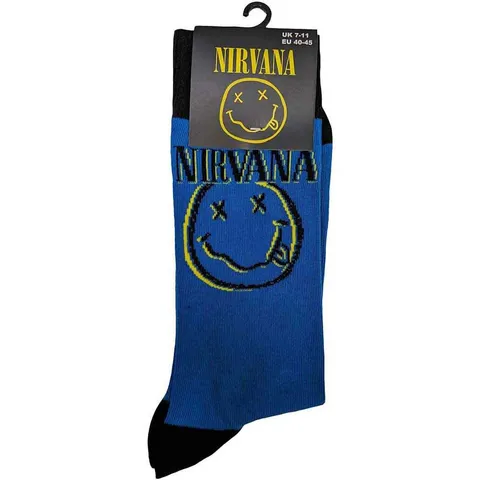 NIRVANA UNISEX ANKLE SOCKS INVERSE HAPPY FACE (BLUE) 2