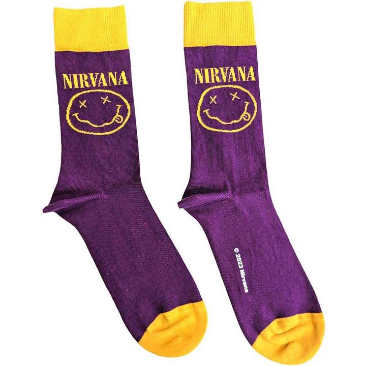 NIRVANA UNISEX ANKLE SOCKS YELLOW HAPPY FACE 1