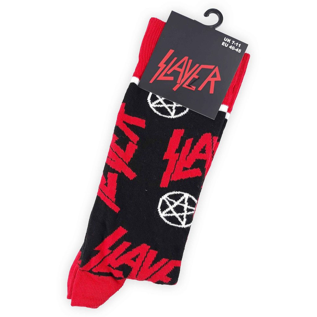 SLAYER UNISEX ANKLE SOCKS LOGOS AND PENTEGRAMS