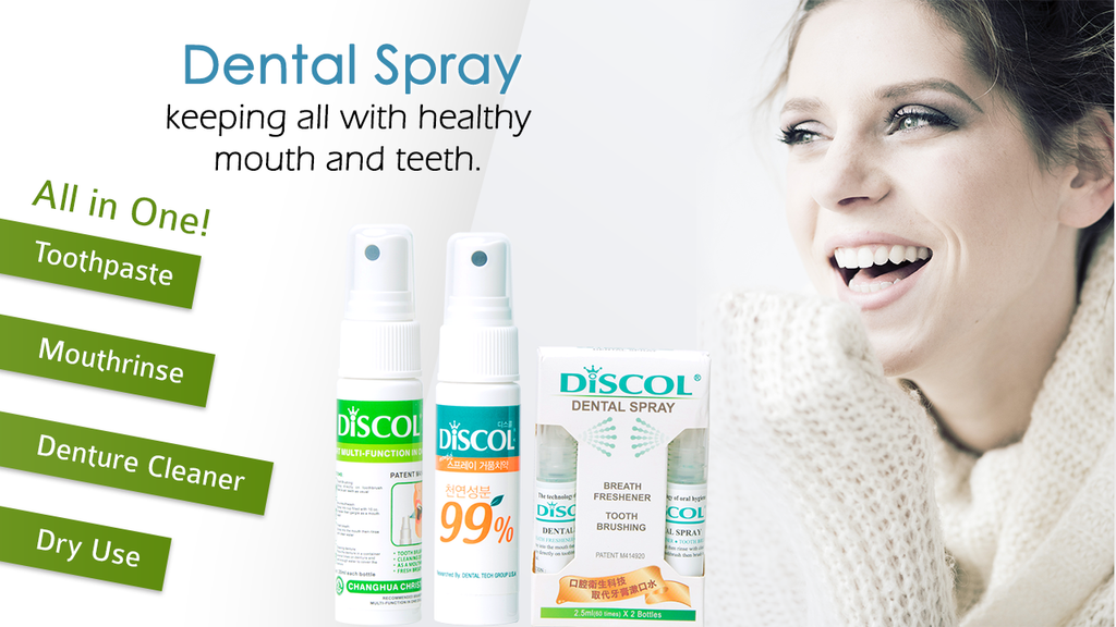 Uses of Discol Dental Spray for cleaning your teeth & denture!