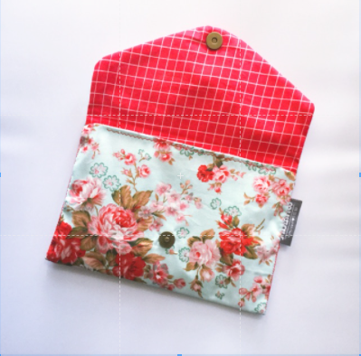 WS Handmade Fabric Clutch - Checkered Floral Pattern 1