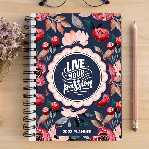 Printable Journal Cover Live Your Passion Blue & Red
