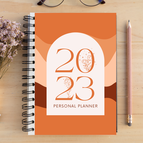 Printable Orange Modern 2023 Planner Cover - Front