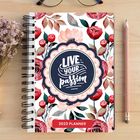 Printable Journal Cover Live Your Passion White & Red