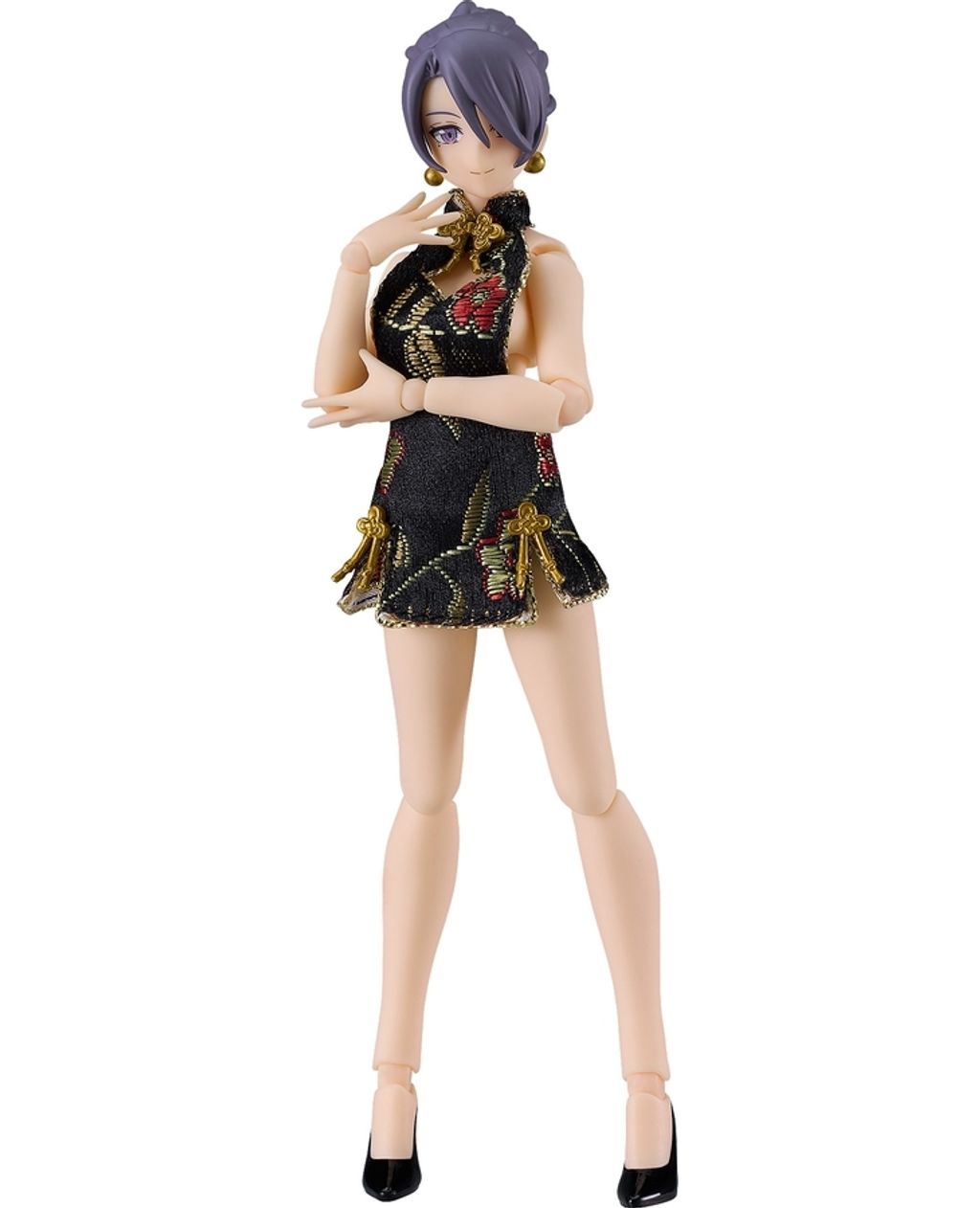 figma Female Body (Mika) with Mini Skirt Chinese Dress Outfit (Black)