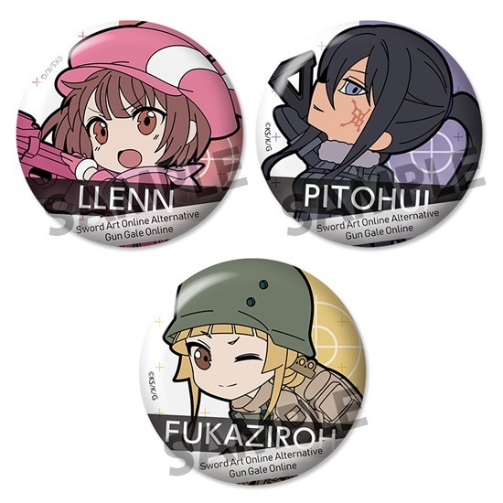 Pikuriru! Sword Art Online Alternative Gun Gale Online Can Badge Set (Set of 3).jpg