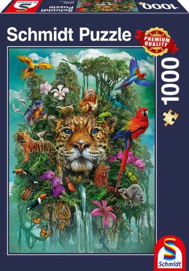 58960_Koenig_des_Dschungels_Puzzle_1000_Teile_Dschungel_Tierpuzzle_Leopard_Papagei_Tiger_72ppi_Packshot-a610e985