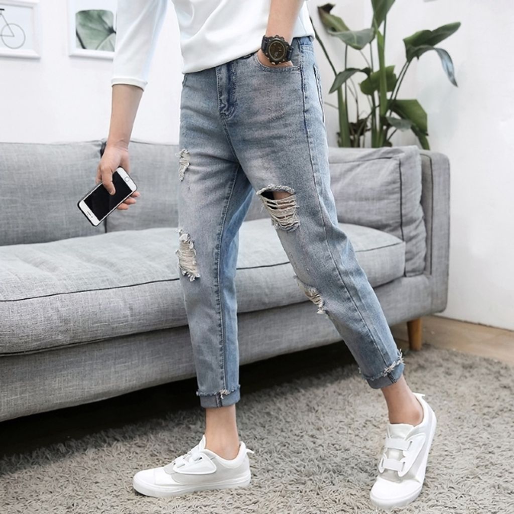 New-Arrival Ankle Length Jeans Men's Korean Trend Pants SGOS – Sporty Guys  Online Store