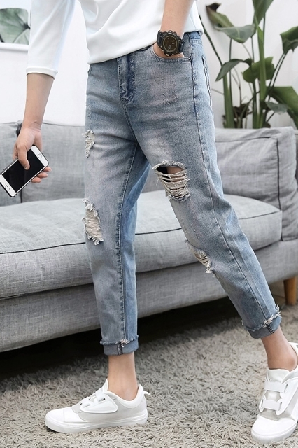 New Arrival Ankle Length Jeans Men S Korean Trend Pants Sgos